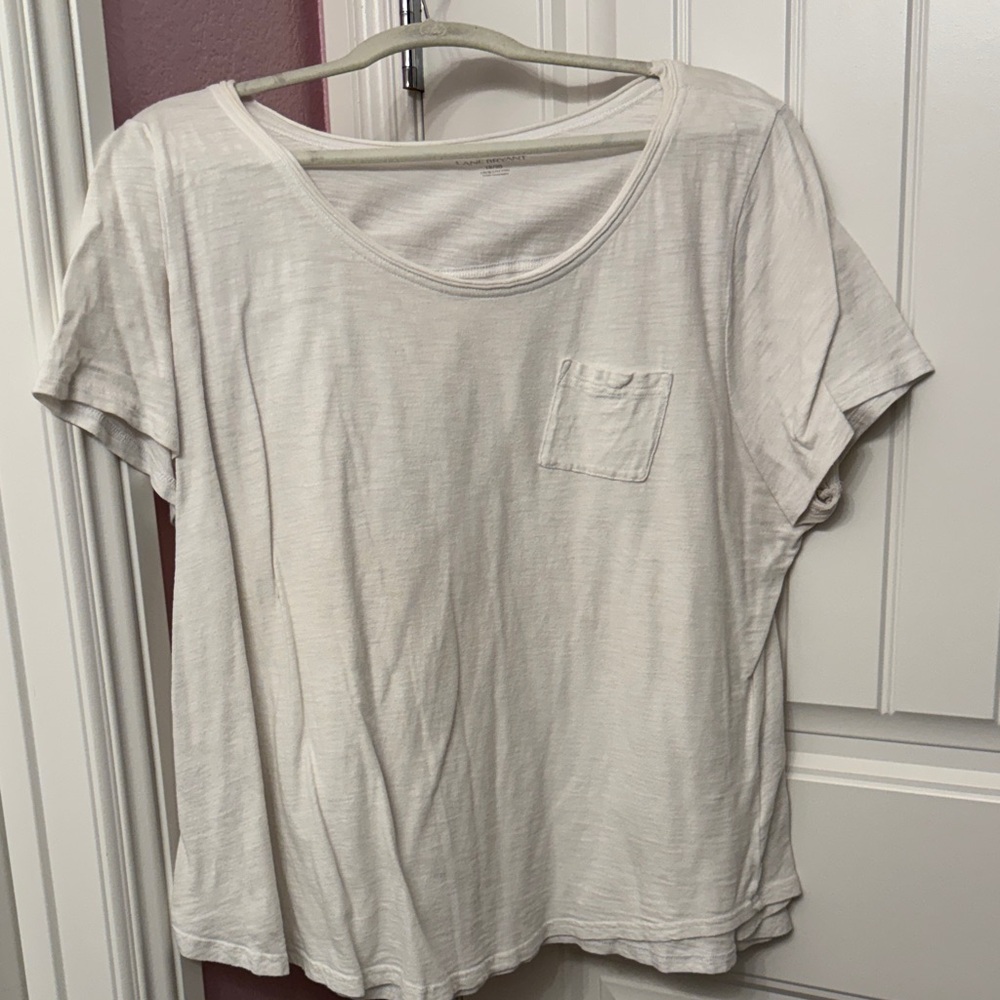 Lane Bryant Cream Short Sleeve Tee